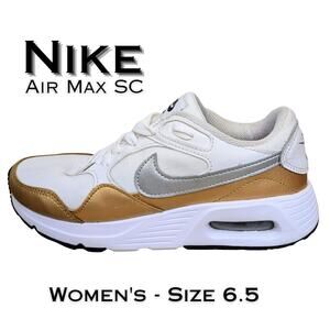 Nike Air Max SC Sneakers Womens 6.5 White Metallic Gold Shoes Retro CW4554-107